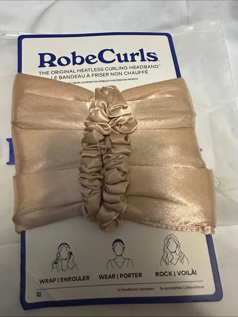 Satin Heatless Curling Headband in Champagne